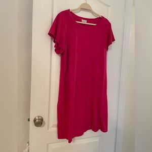 T.LA MAGENTA FLUTTER SLEEVE TEE DRESS